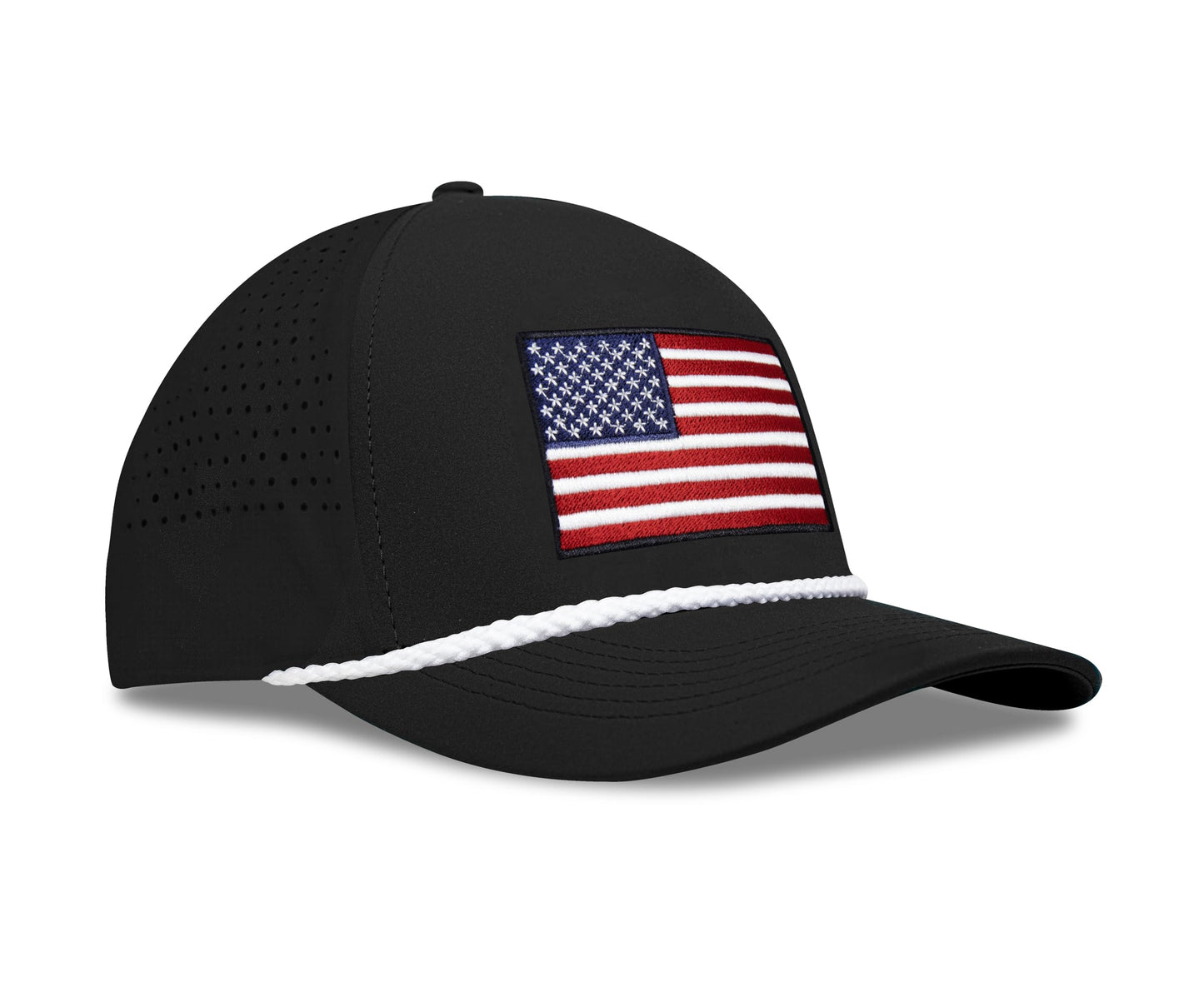 Performance Golf Hat – Adjustable Snapback Trucker Baseball Cap for Men & Women - Jetset Series (USA, Midnight Black)