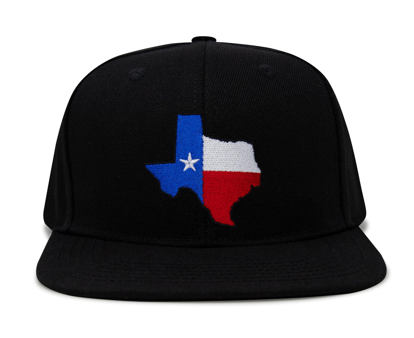 International Tie Hat for Men and Women, Adjustable Snapback Trucker Baseball Cap with Embroidered Patch (Texas, Black Flatbill)