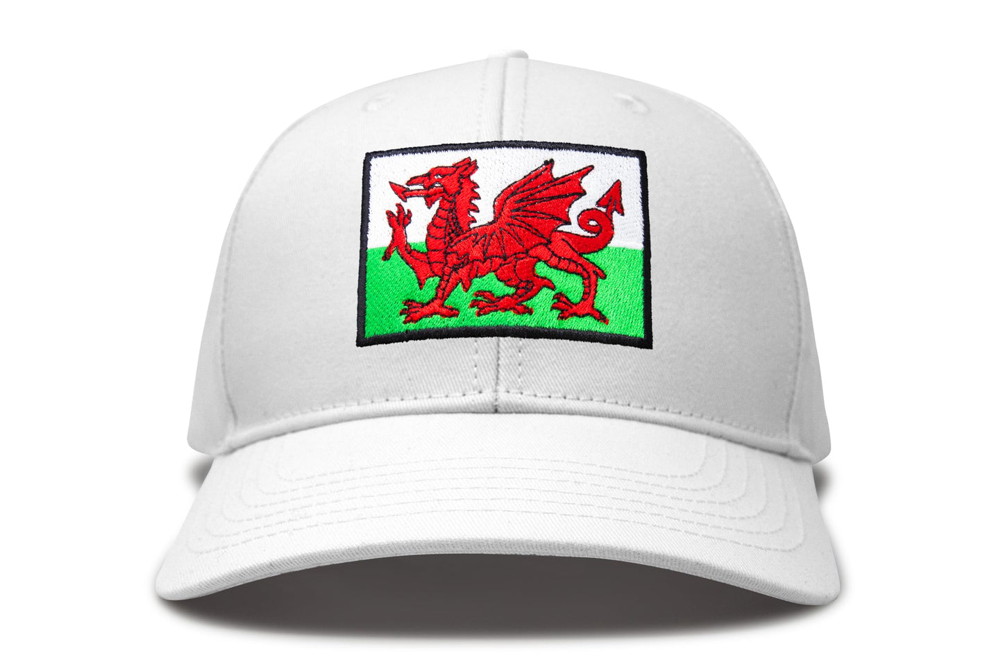 International Tie Country Hat for Men and Women, Adjustable Snapback Trucker Baseball Cap with Embroidered Patch (Wales, All White)