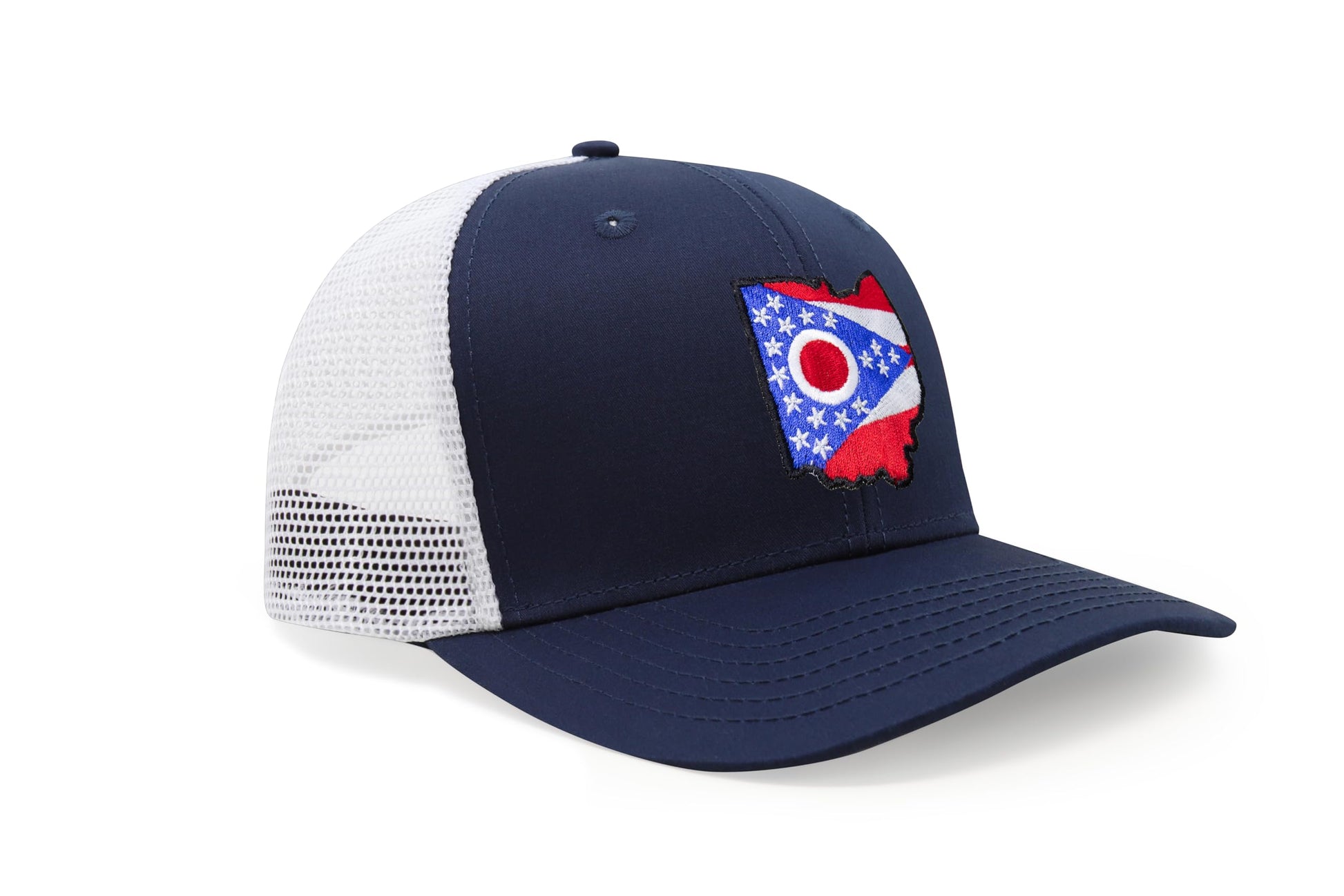 International Tie Stateline Flag Hat for Men and Women - Snapback Trucker Baseball Cap (Ohio, Navy White) - International Tie