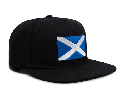Scottish Flag Hat for Men and Women – Snapback Trucker Baseball Cap by International Tie (Black Flatbill)