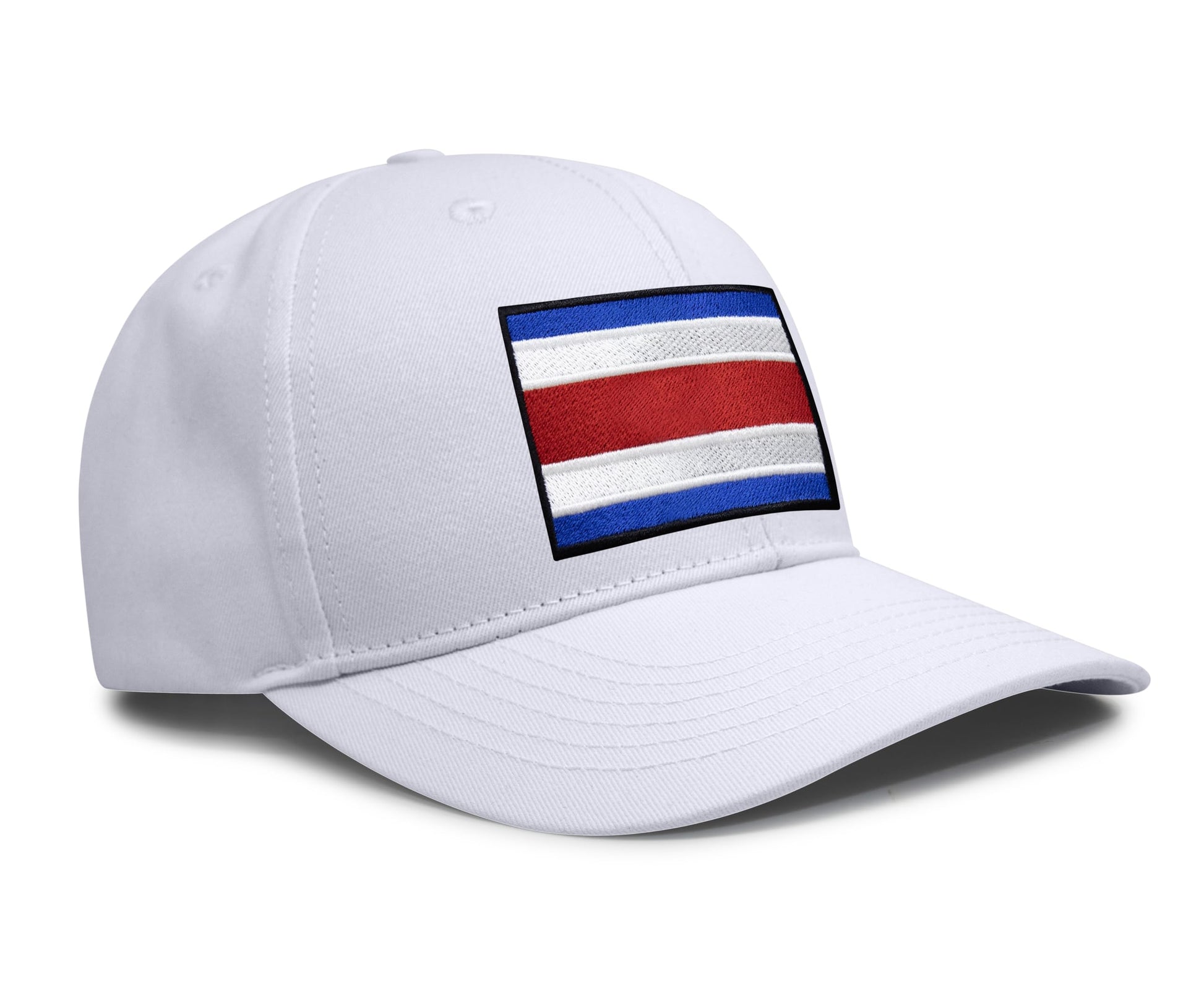 International Tie Country Hat for Men and Women, Adjustable Snapback Trucker Baseball Cap with Embroidered Patch (Costa rica, All White) - International Tie