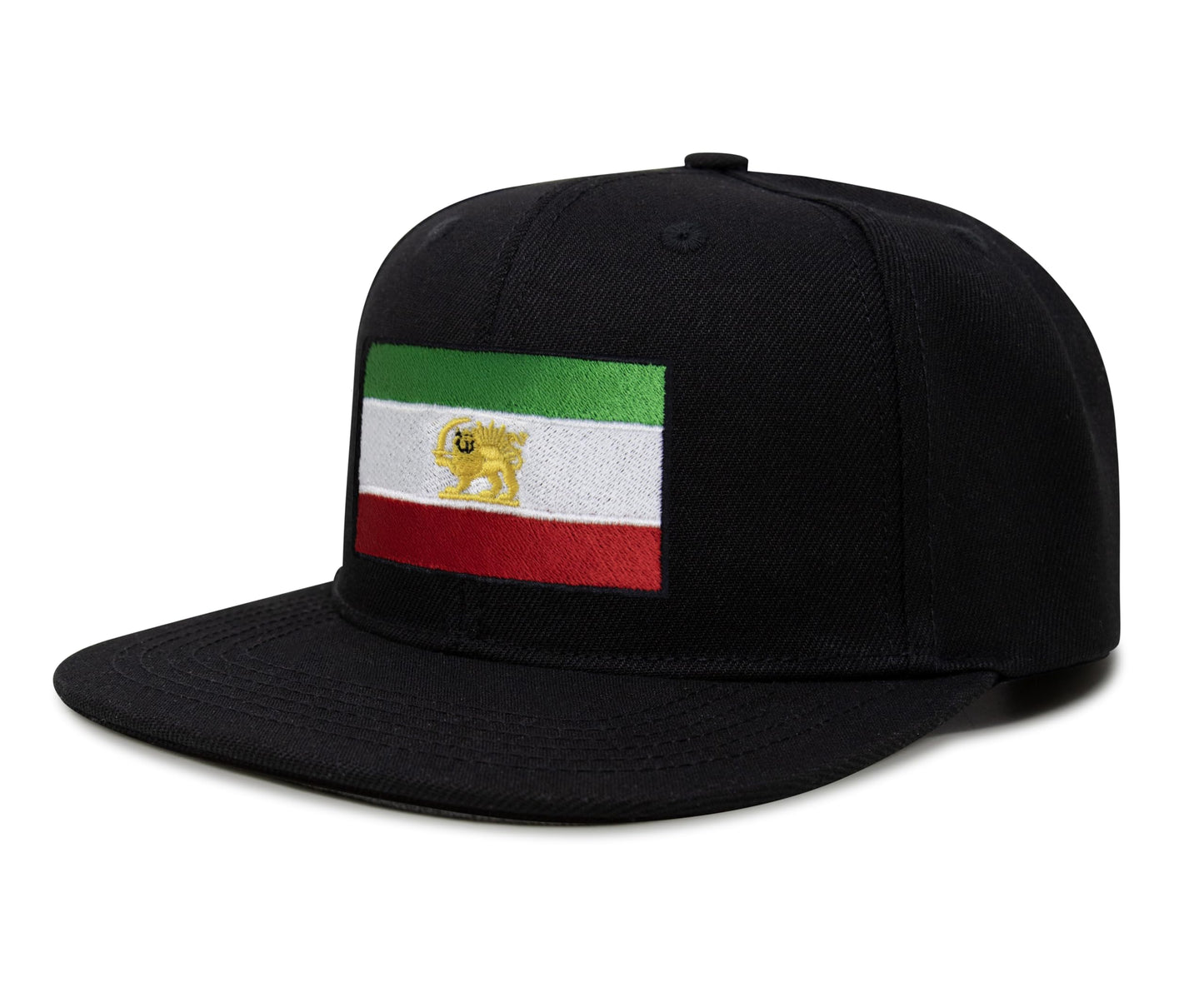 International Tie Country Flag Hat for Men and Women - Snapback Trucker Baseball Cap (Iran, Black Flatbill)