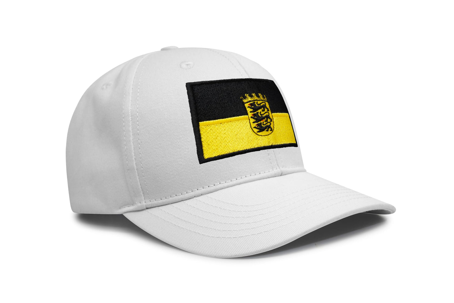 International Tie State Hat for Men and Women, Adjustable Snapback Trucker Baseball Cap with Embroidered Patch (Baden-Wurttemberg, All White)