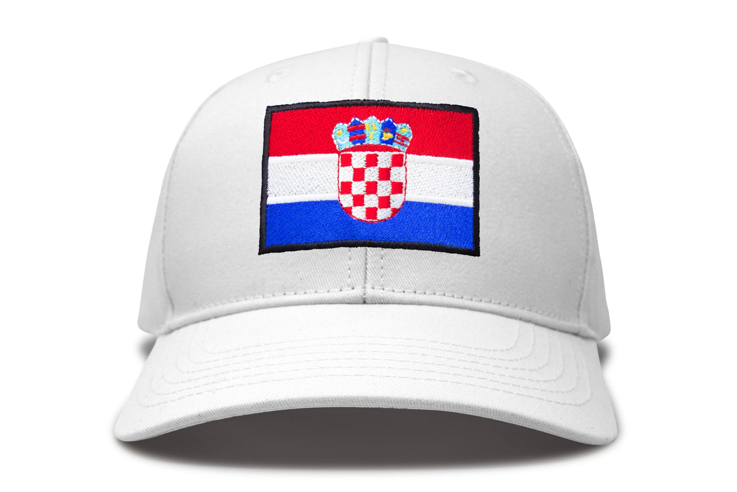 International Tie Country Hat for Men and Women, Adjustable Snapback Trucker Baseball Cap with Embroidered Patch (Croatia, All White)