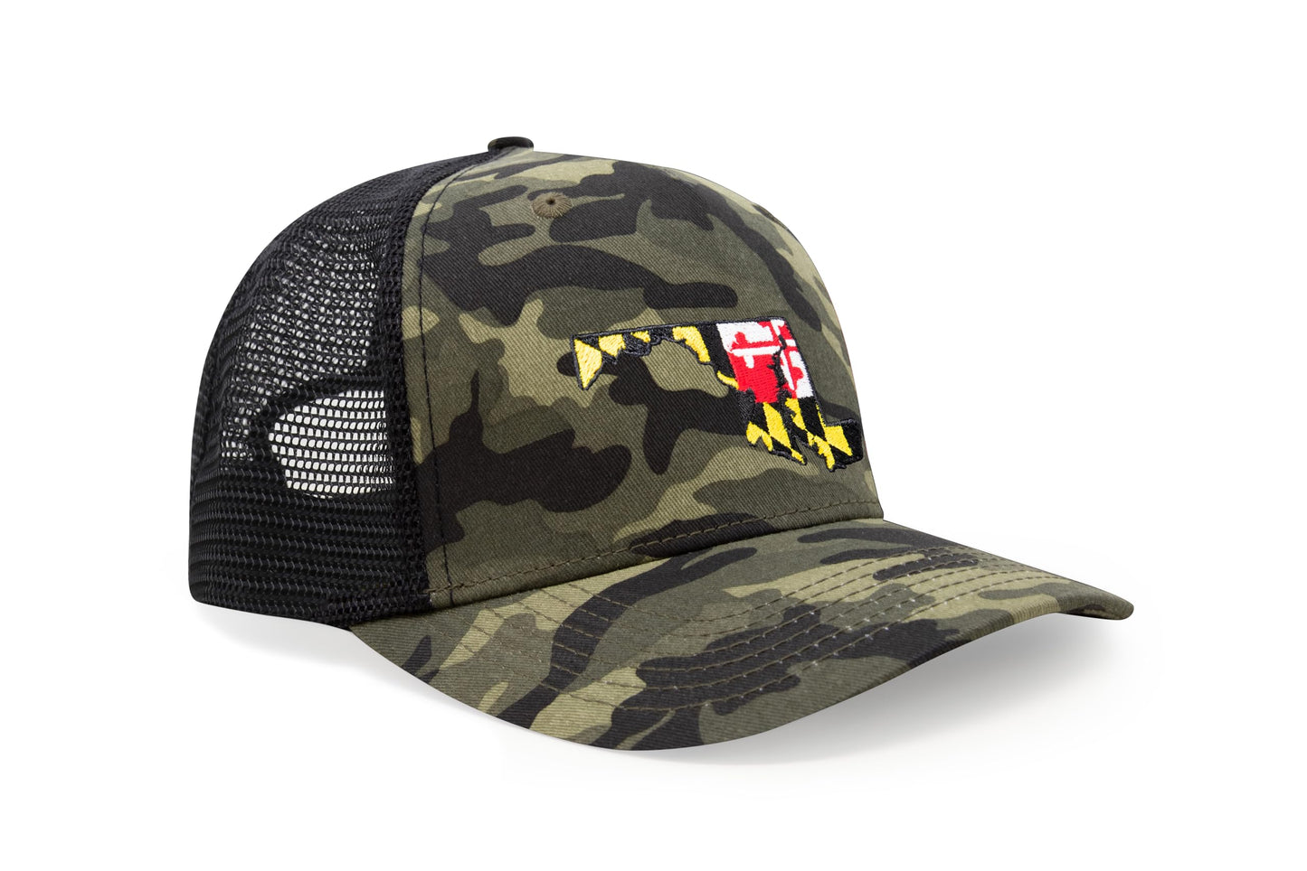 International Tie Stateline Flag Hat for Men and Women - Snapback Trucker Baseball Cap (Maryland, Camouflage) - International Tie