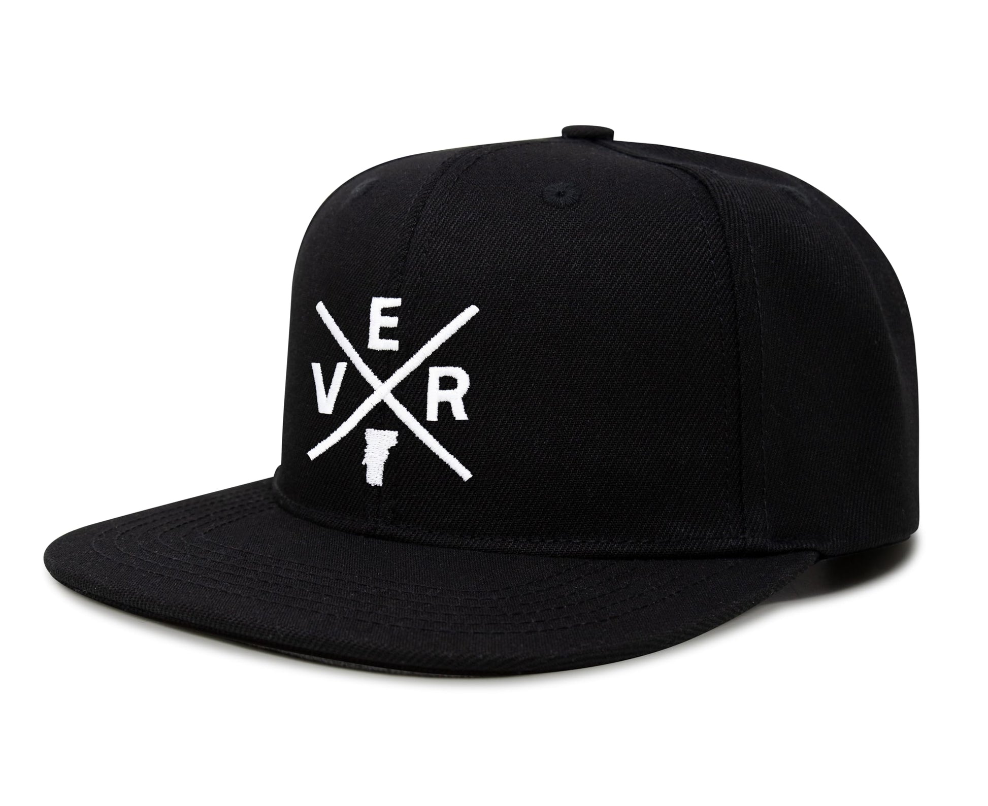 International Tie State City Hat for Men and Women, Snapback Trucker Baseball Cap with Embroidered Cross Logo (Vermont - VER, Black Flatbill) - International Tie
