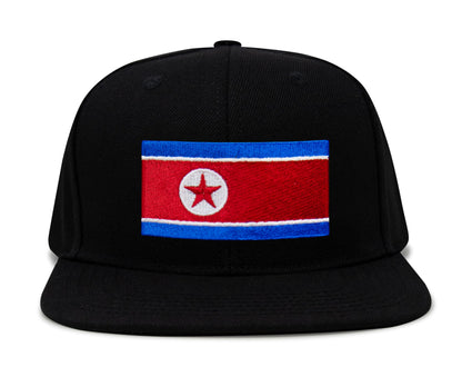 International Tie North Korea Flag Hat for Men and Women - Adjustable Snapback Trucker Baseball Cap (Black Flatbill)