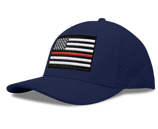 Performance Golf Hat – Adjustable Snapback Trucker Baseball Cap for Men & Women - Jetset Series (Thin Red Line, Pacific Blue)