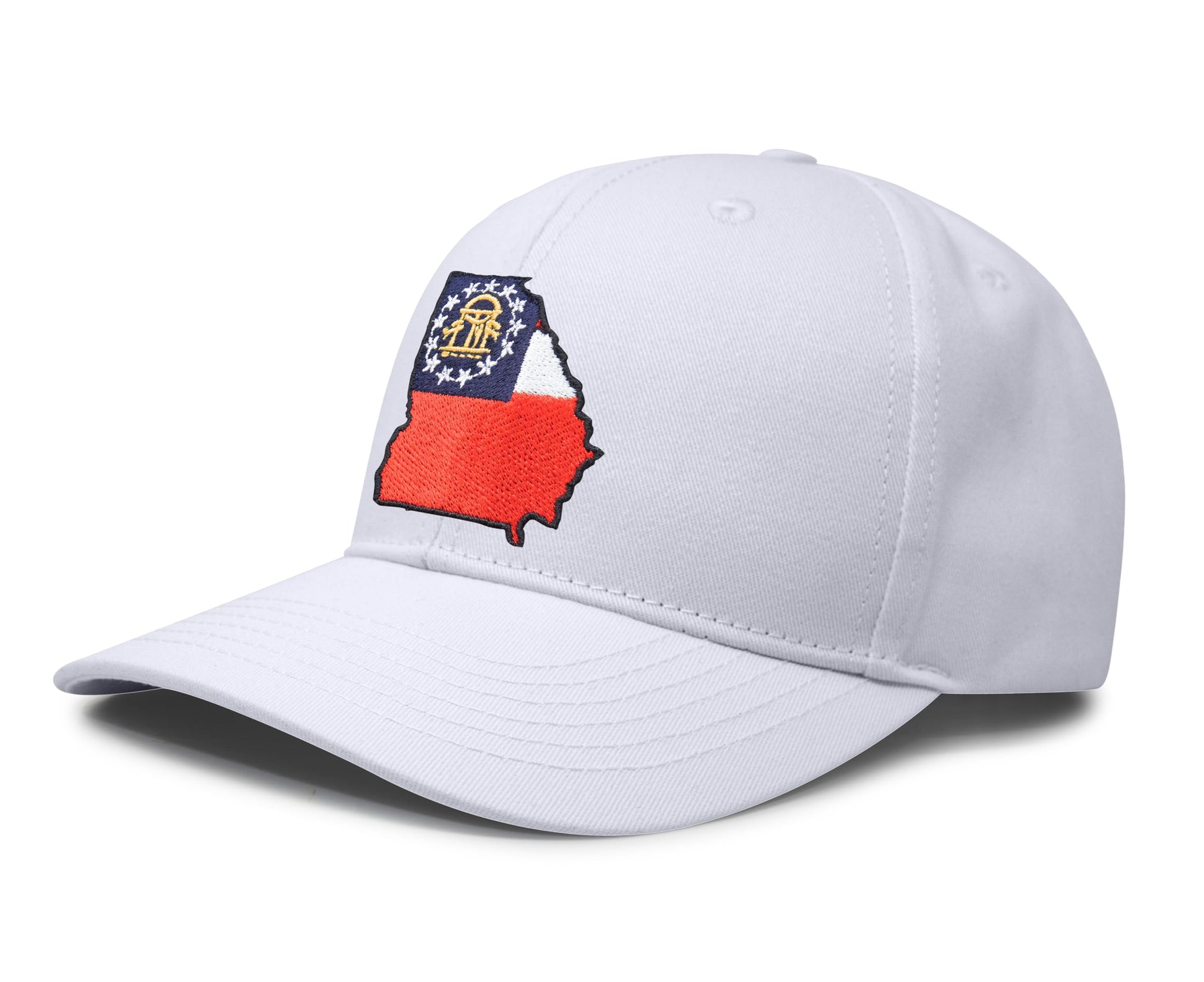 International Tie Stateline Flag Hat for Men and Women - Snapback Trucker Baseball Cap (Georgia, All White) - International Tie