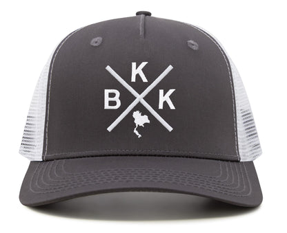 International Tie Bangkok BKK Hat for Men and Women - Snapback Trucker Baseball Cap (Grey/White)