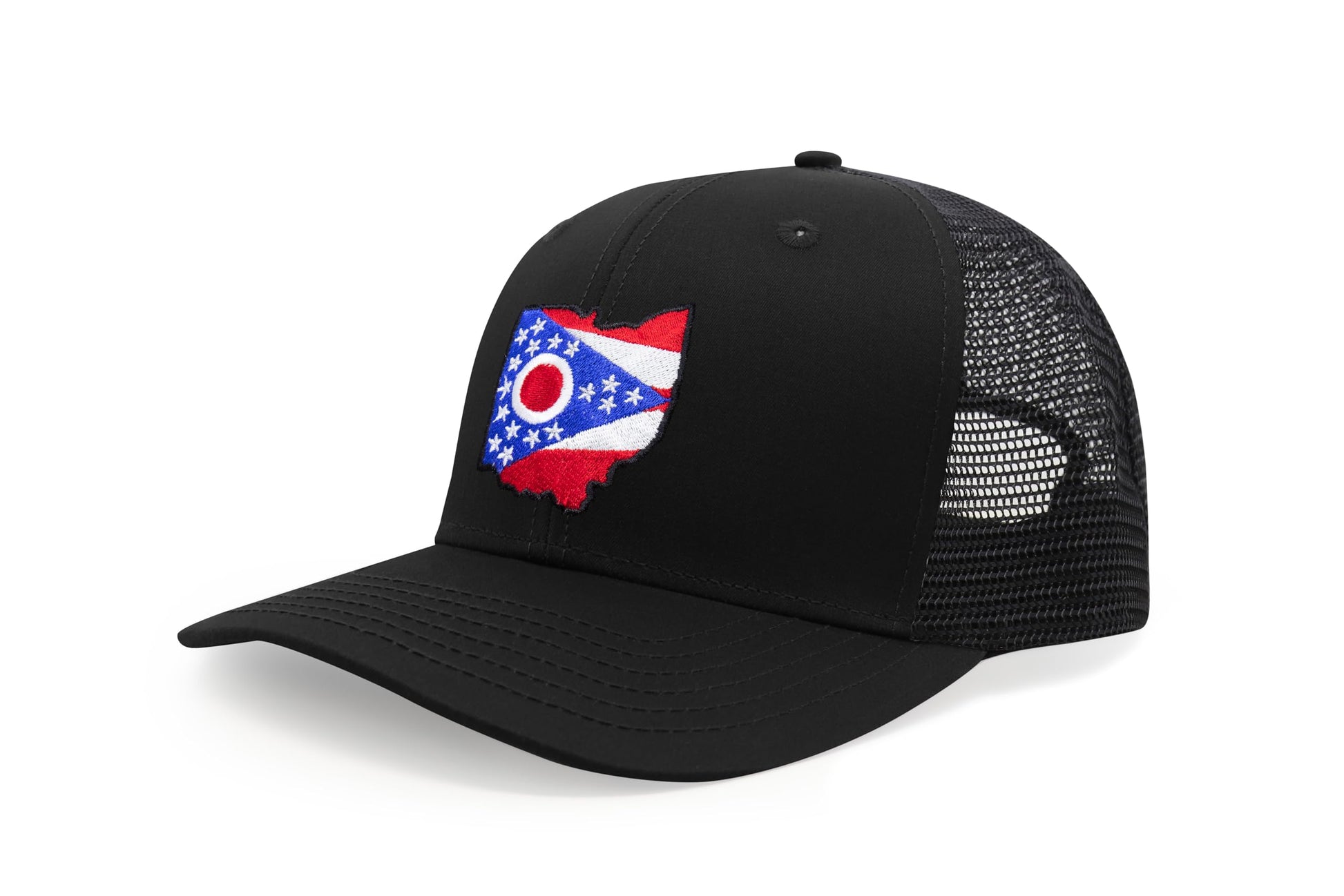 International Tie Stateline Flag Hat for Men and Women - Snapback Trucker Baseball Cap (Ohio, All Black) - International Tie