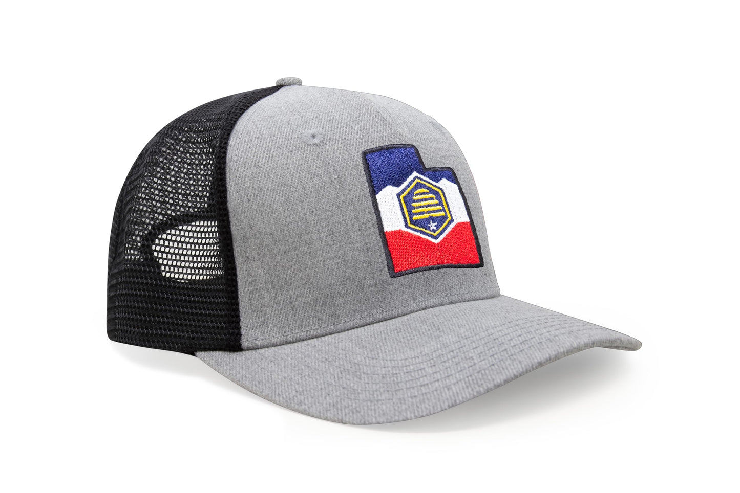 International Tie Stateline Flag Hat for Men and Women - Snapback Trucker Baseball Cap (Utah, Grey Black) - International Tie