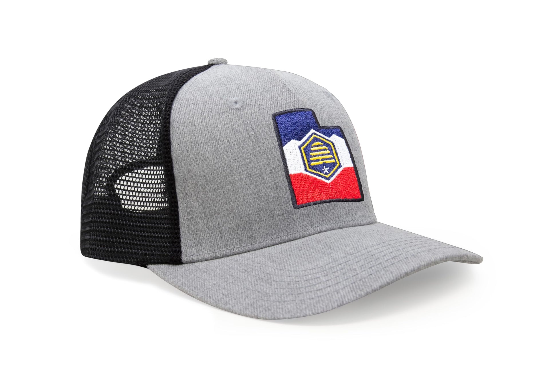 International Tie Stateline Flag Hat for Men and Women - Snapback Trucker Baseball Cap (Utah, Grey Black) - International Tie