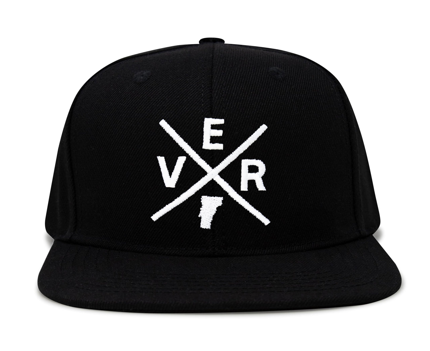 International Tie State City Hat for Men and Women, Snapback Trucker Baseball Cap with Embroidered Cross Logo (Vermont - VER, Black Flatbill) - International Tie