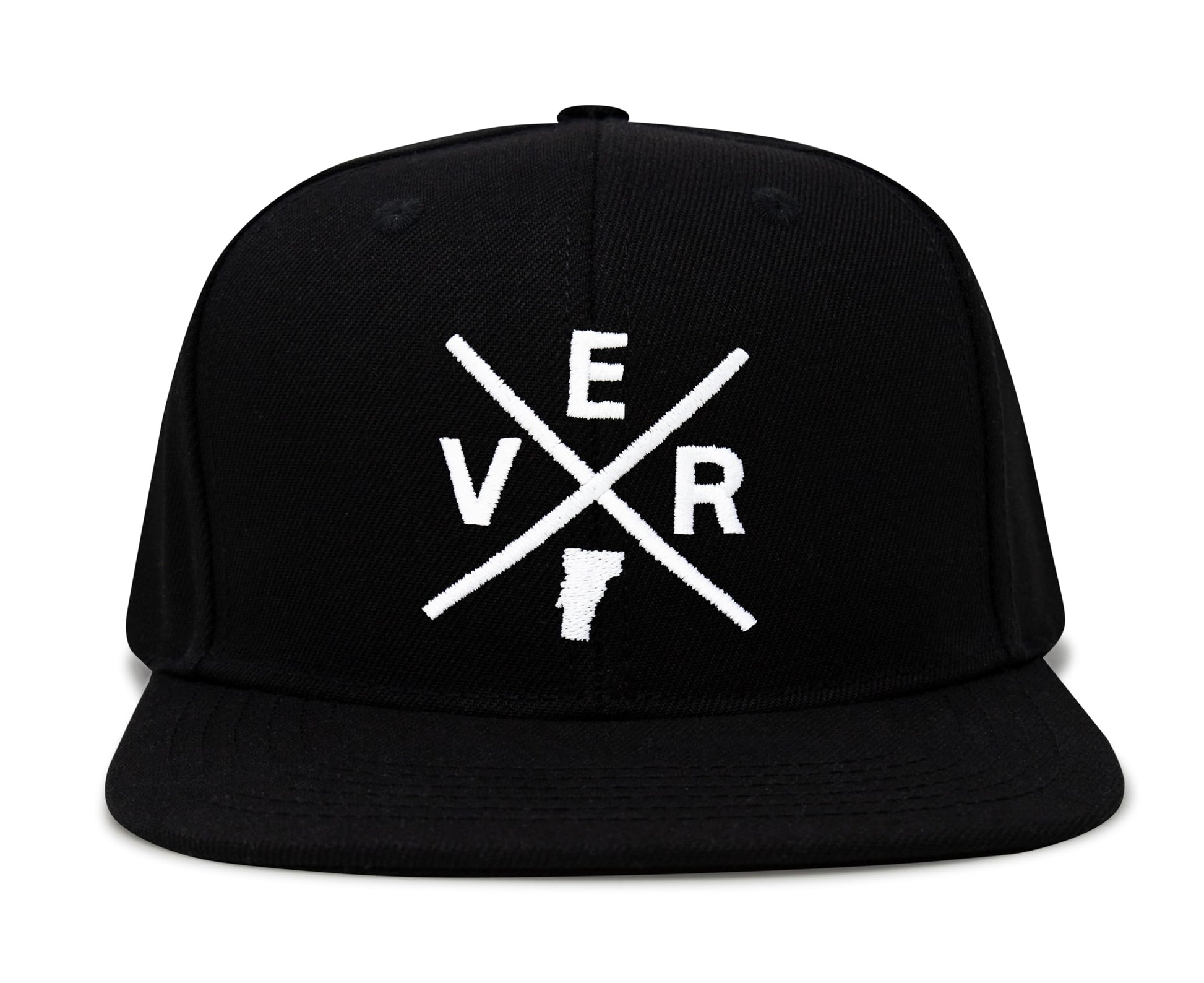 International Tie State City Hat for Men and Women, Snapback Trucker Baseball Cap with Embroidered Cross Logo (Vermont - VER, Black Flatbill) - International Tie