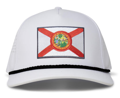 Performance Golf Hat – Adjustable Snapback Trucker Baseball Cap for Men & Women - Jetset Series (Florida, Arctic White)