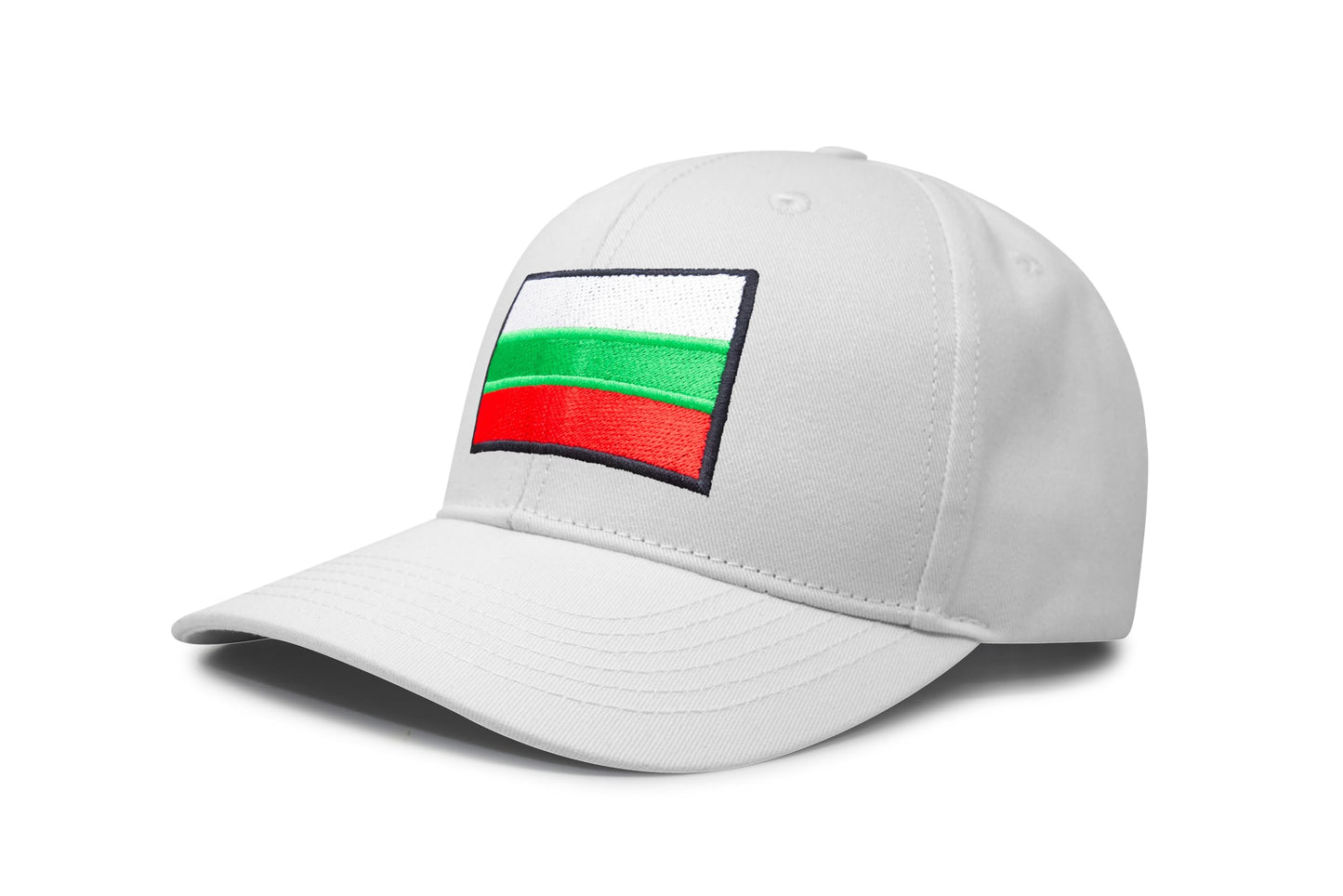 International Tie Country Hat for Men and Women, Adjustable Snapback Trucker Baseball Cap with Embroidered Patch (Bulgaria, All White)