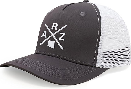 International Tie ARZ (Arizona) - Hat for Men and Women - Snapback Trucker Baseball Cap (Grey/White)