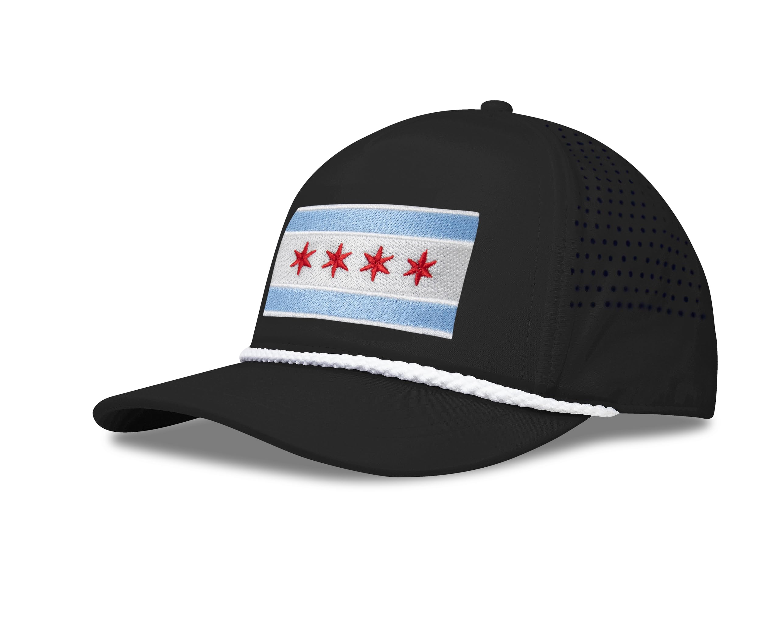 Performance Golf Hat – Adjustable Snapback Trucker Baseball Cap for Men & Women - Jetset Series (Chicago, Midnight Black)