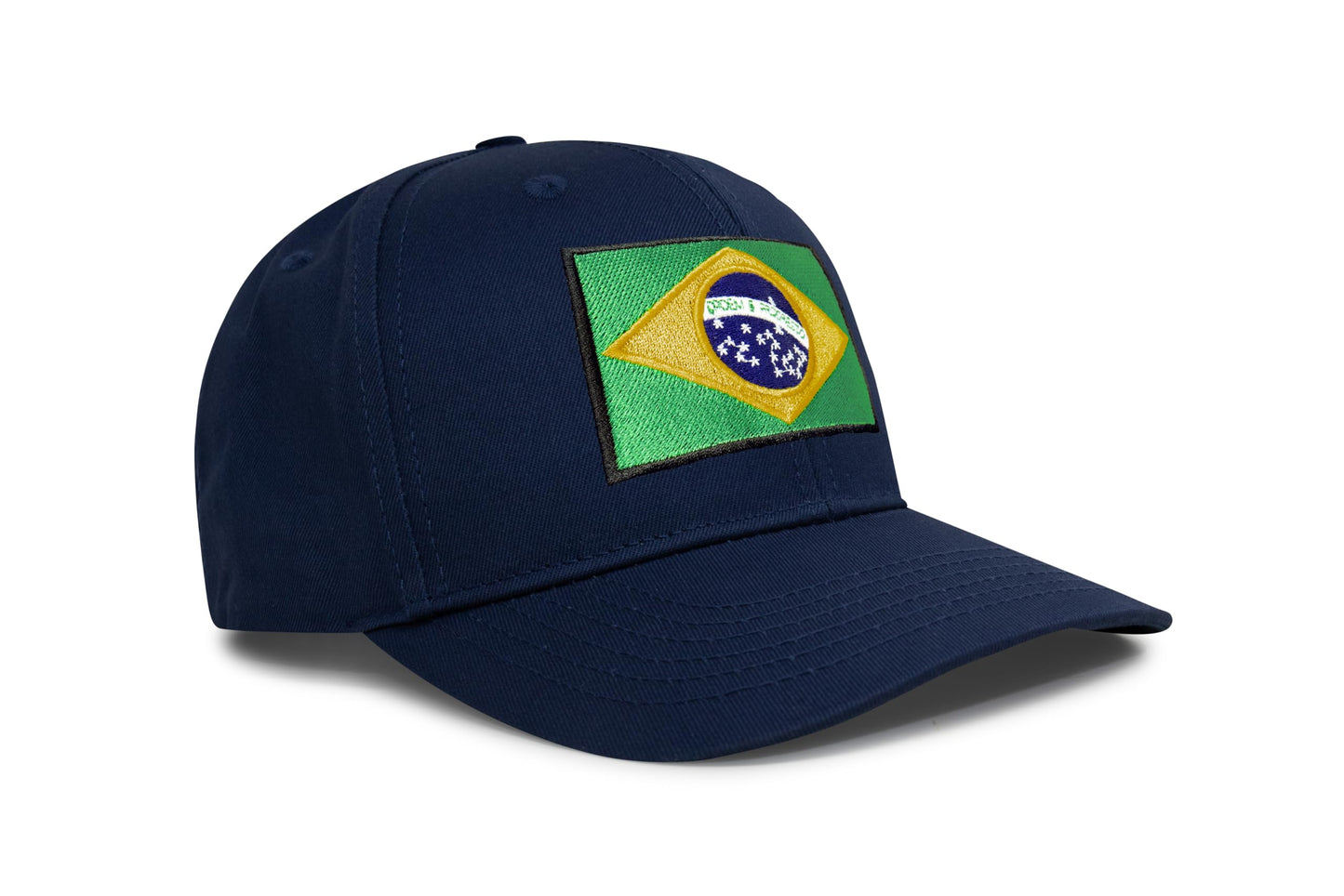 International Tie Country Hat for Men and Women, Adjustable Snapback Trucker Baseball Cap with Embroidered Patch (Brazil, All Navy)