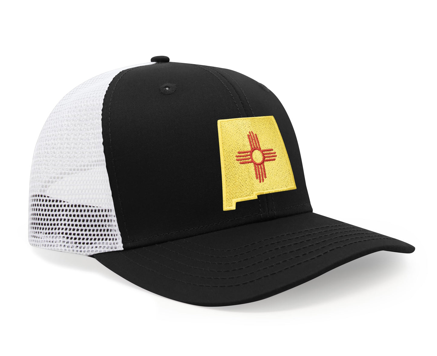 International Tie Stateline Flag Hat for Men and Women - Snapback Trucker Baseball Cap (New Mexico, Black White)