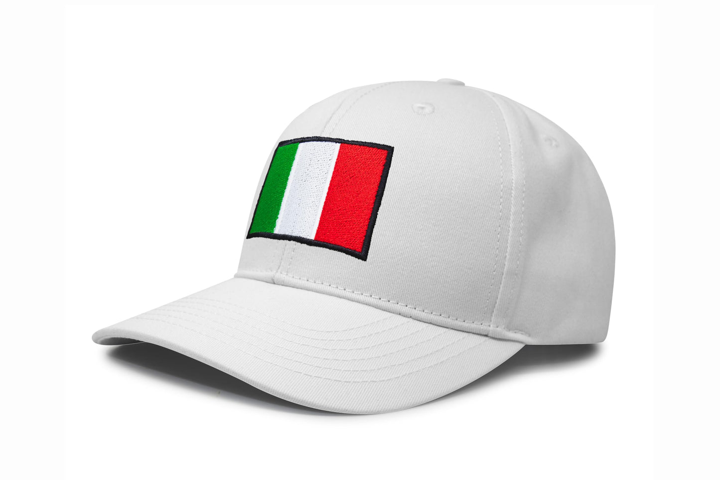 International Tie Country Hat for Men and Women, Adjustable Snapback Trucker Baseball Cap with Embroidered Patch (Italy, All White)