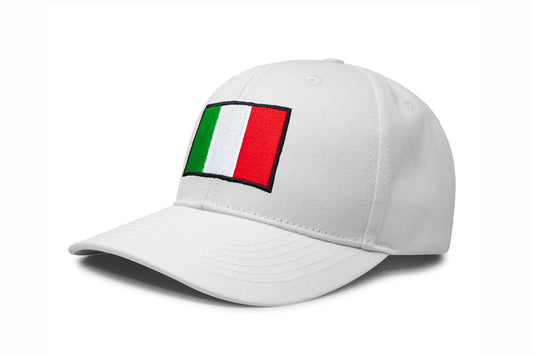 International Tie Country Hat for Men and Women, Adjustable Snapback Trucker Baseball Cap with Embroidered Patch (Italy, All White)