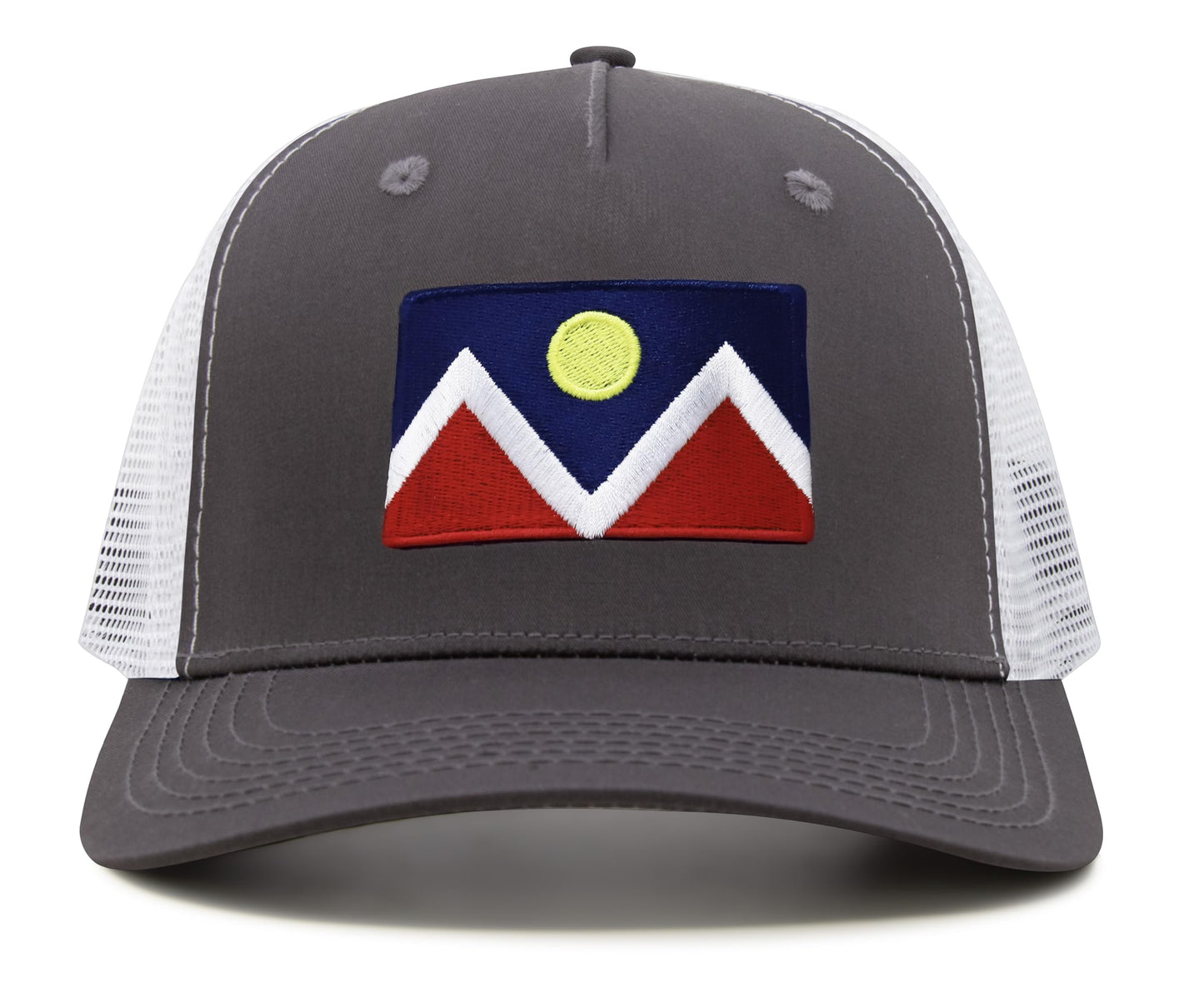 Premium Denver Colorado Flag Hat for Men and Women - Snapback Trucker Baseball Cap (Grey/White)