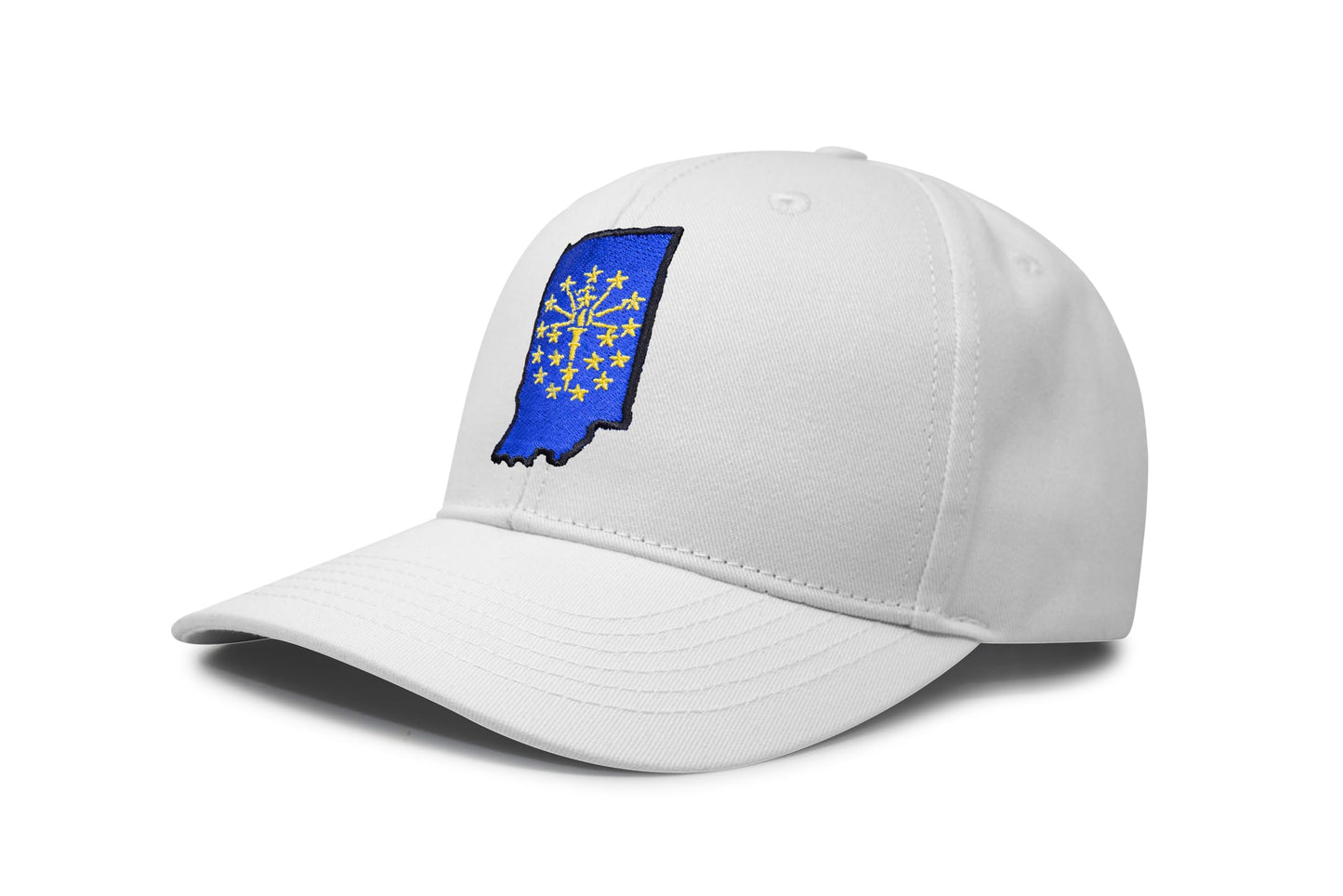 International Tie Stateline Flag Hat for Men and Women - Snapback Trucker Baseball Cap (Indiana, All White) - International Tie