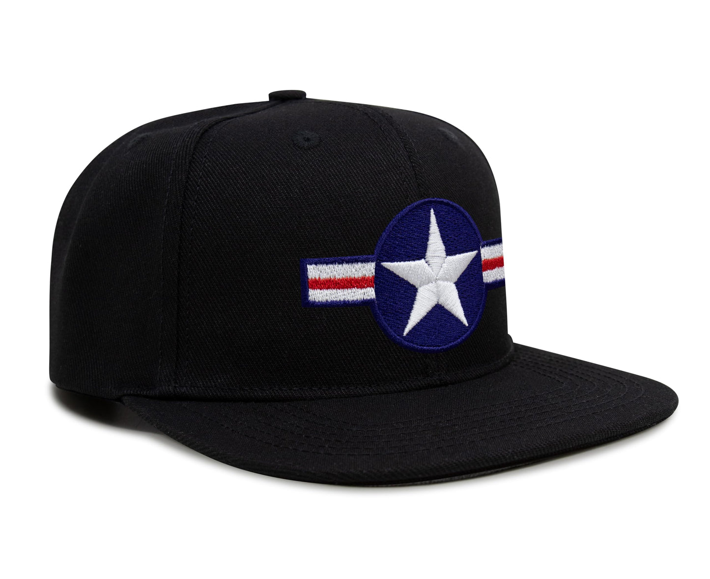 International Tie Air Force Hat for Men and Women - Snapback Trucker Baseball Cap (Black Flatbill) - International Tie