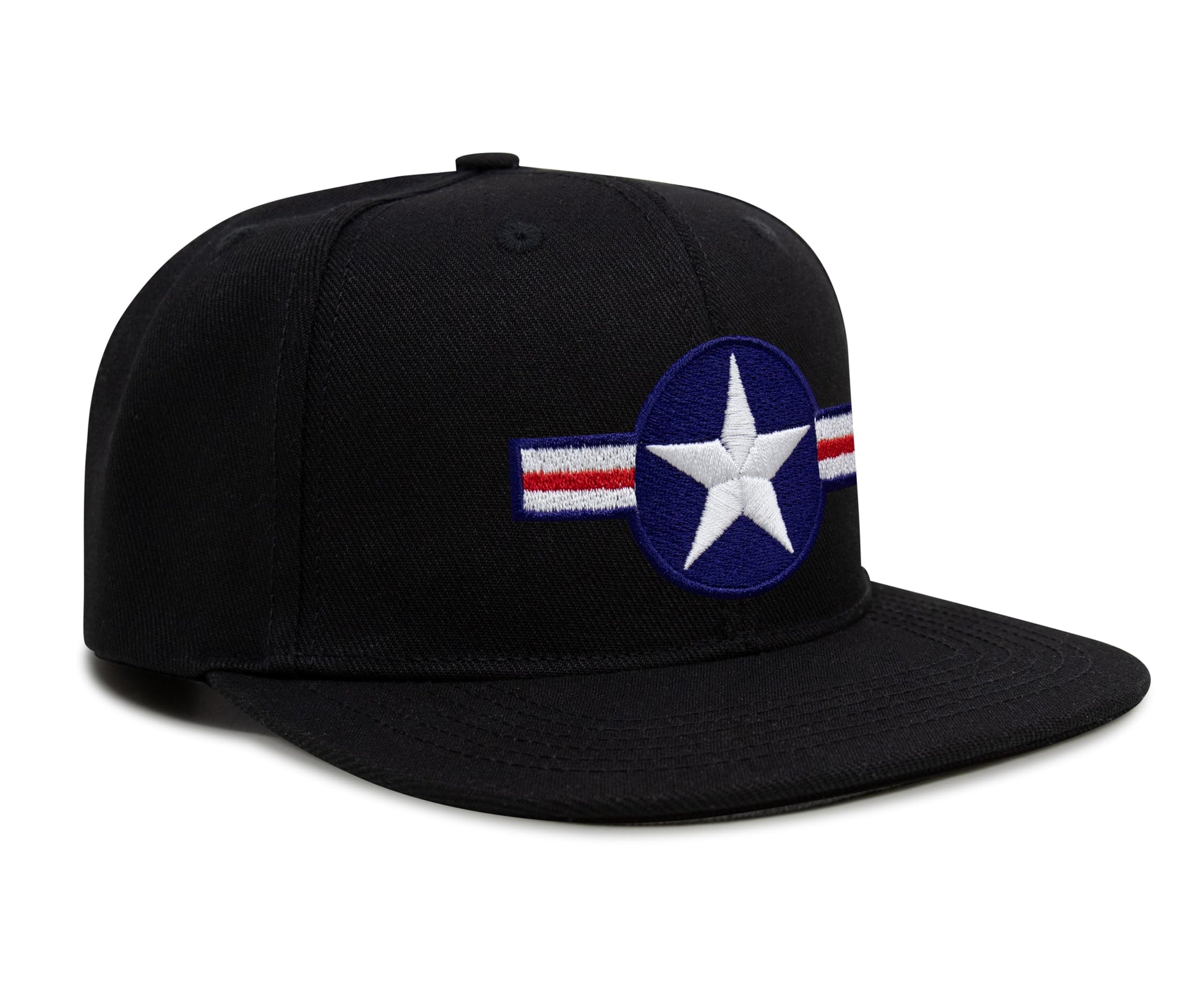International Tie Air Force Hat for Men and Women - Snapback Trucker Baseball Cap (Black Flatbill) - International Tie