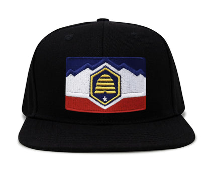 International Tie Utah Hat for Men and Women - Snapback Trucker Baseball Cap (Black Flatbill)