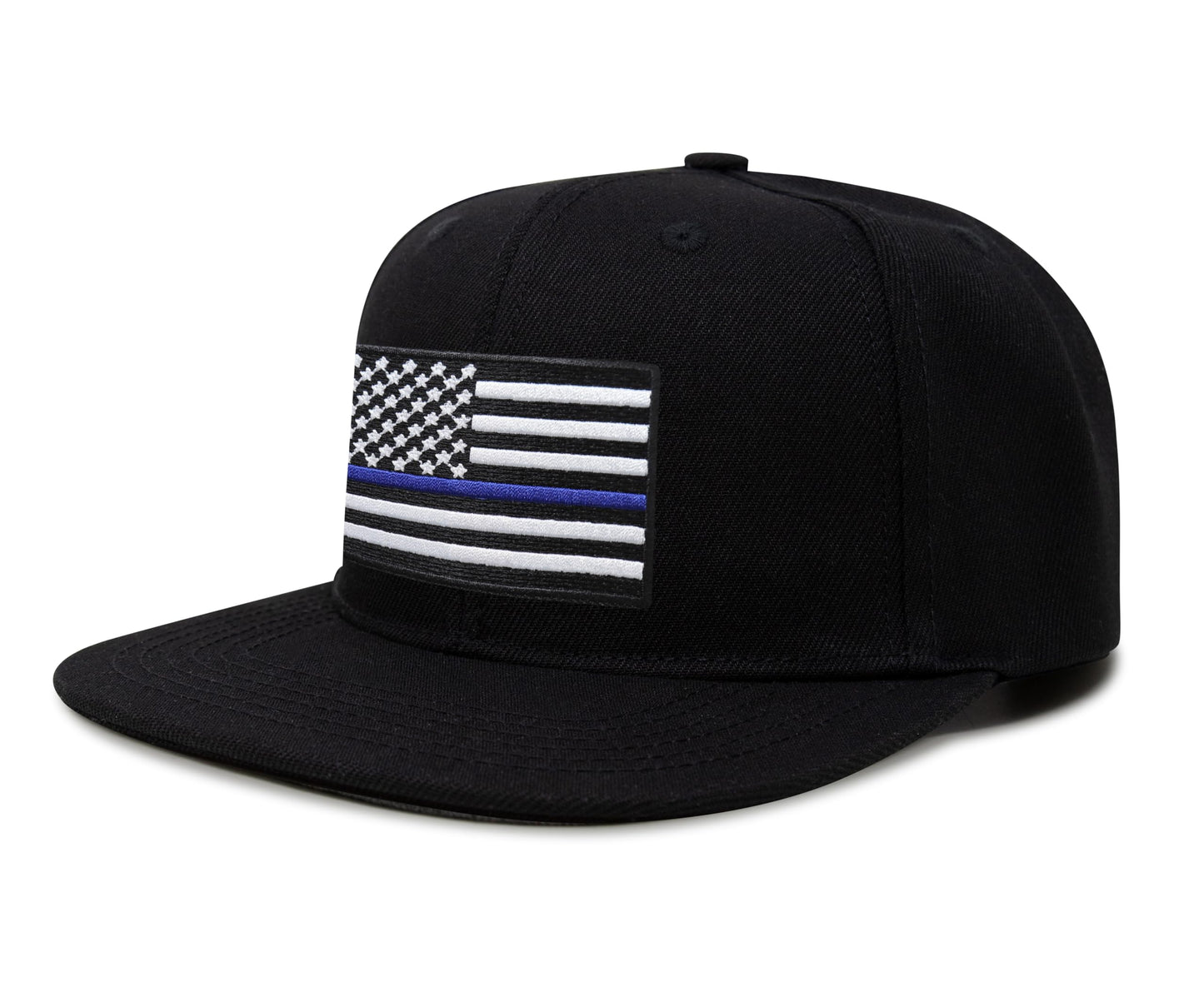 International Tie Thin Blue Line Flag Trucker Hat for Men and Women – Snapback Baseball Cap (Black Flatbill)