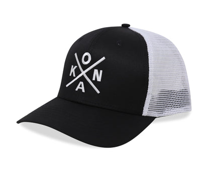 International Tie Kailua-Kona KONA Hat for Men and Women - Snapback Trucker Baseball Cap (Grey/White)