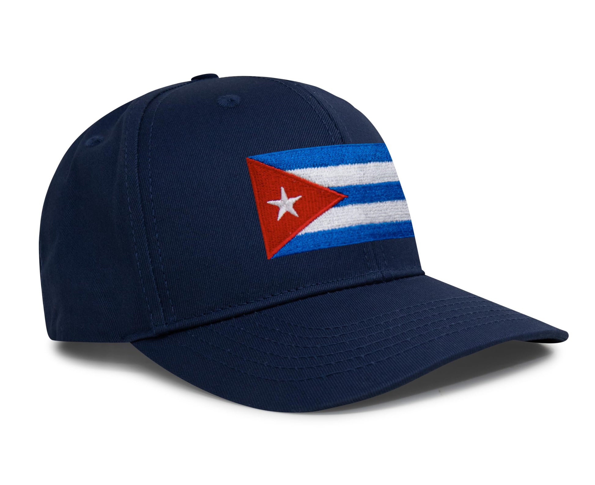 International Tie Country Hat for Men and Women, Adjustable Snapback Trucker Baseball Cap with Embroidered Patch (Cuba, All Navy) - International Tie