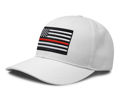 International Tie Thin Red Line Hat for Men and Women - Snapback Trucker Baseball Cap (All White)