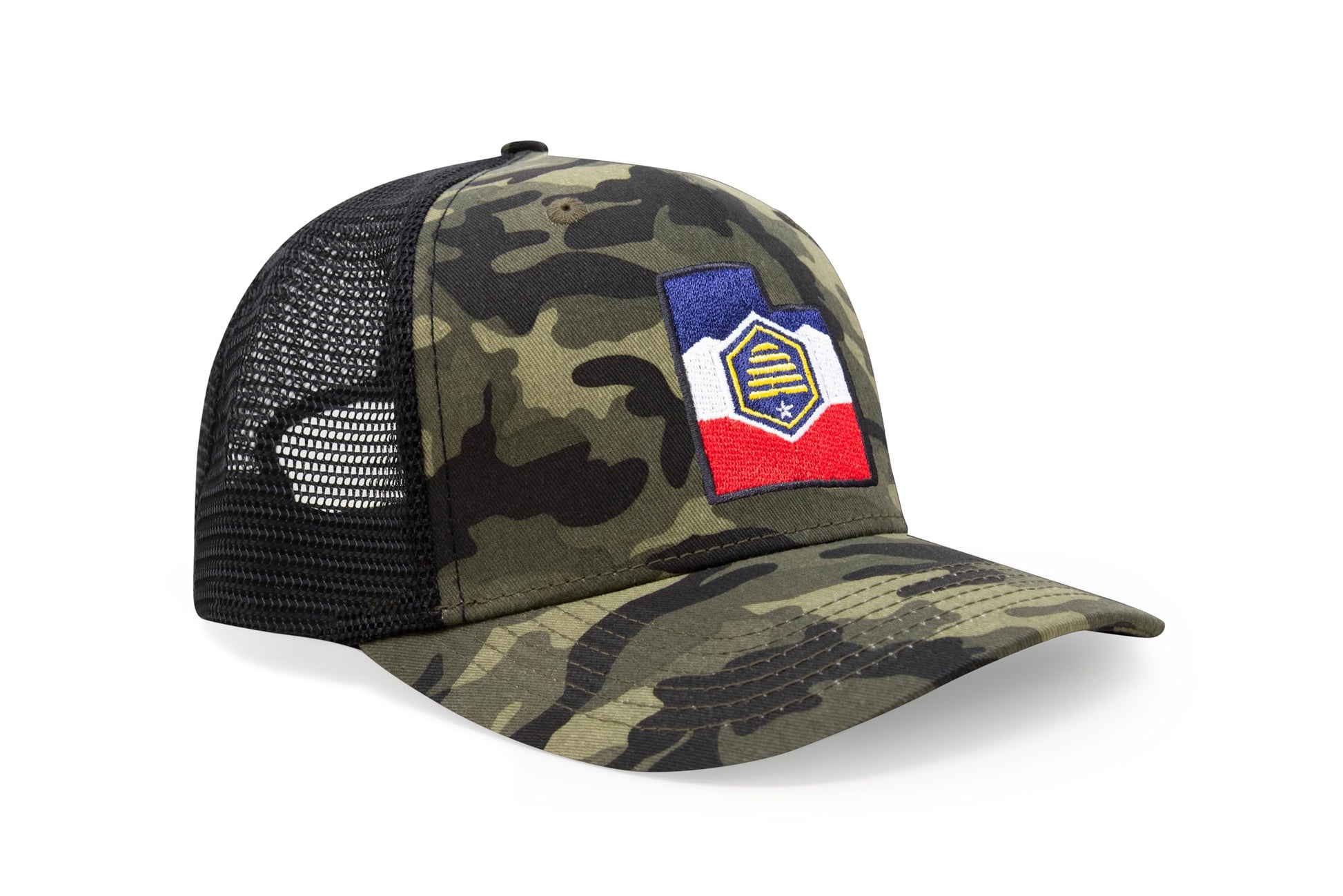 International Tie Stateline Flag Hat for Men and Women - Snapback Trucker Baseball Cap (Utah, Camouflage) - International Tie