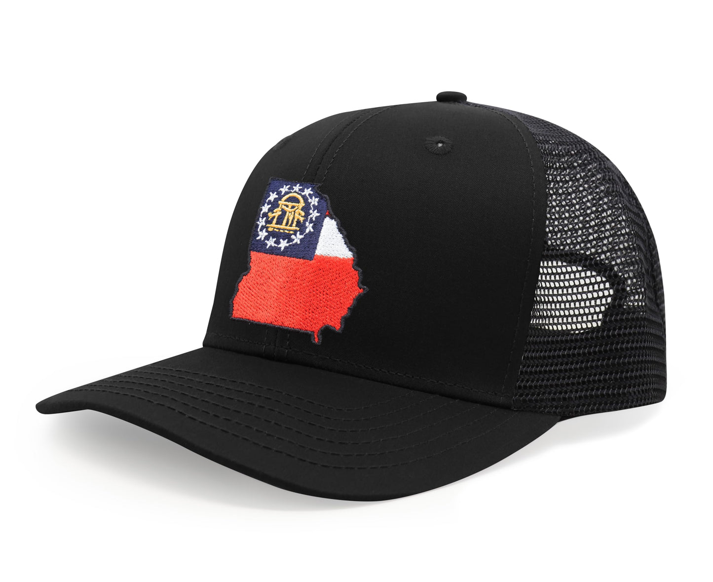International Tie Stateline Flag Hat for Men and Women - Snapback Trucker Baseball Cap (Georgia, All Black) - International Tie