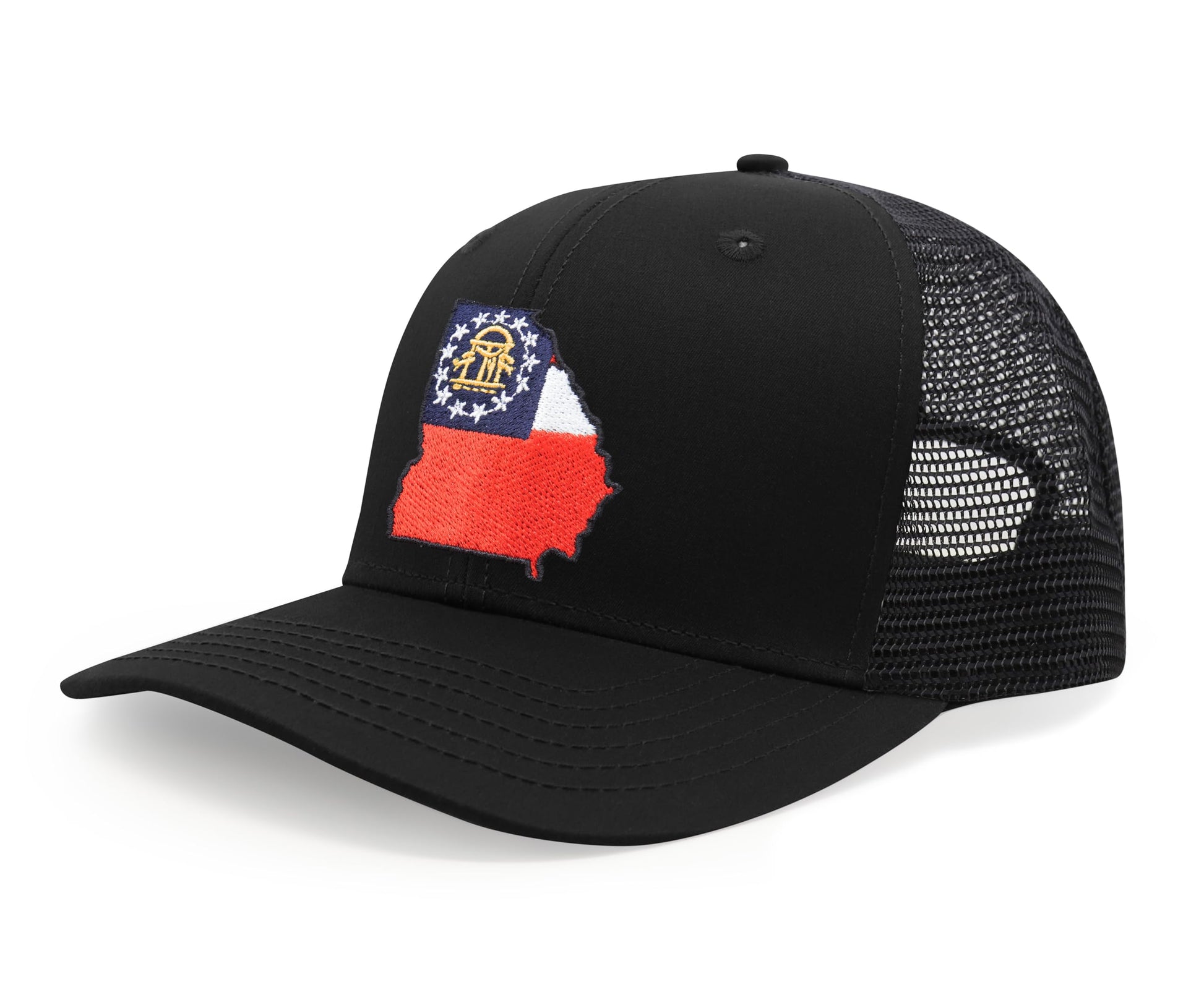 International Tie Stateline Flag Hat for Men and Women - Snapback Trucker Baseball Cap (Georgia, All Black) - International Tie