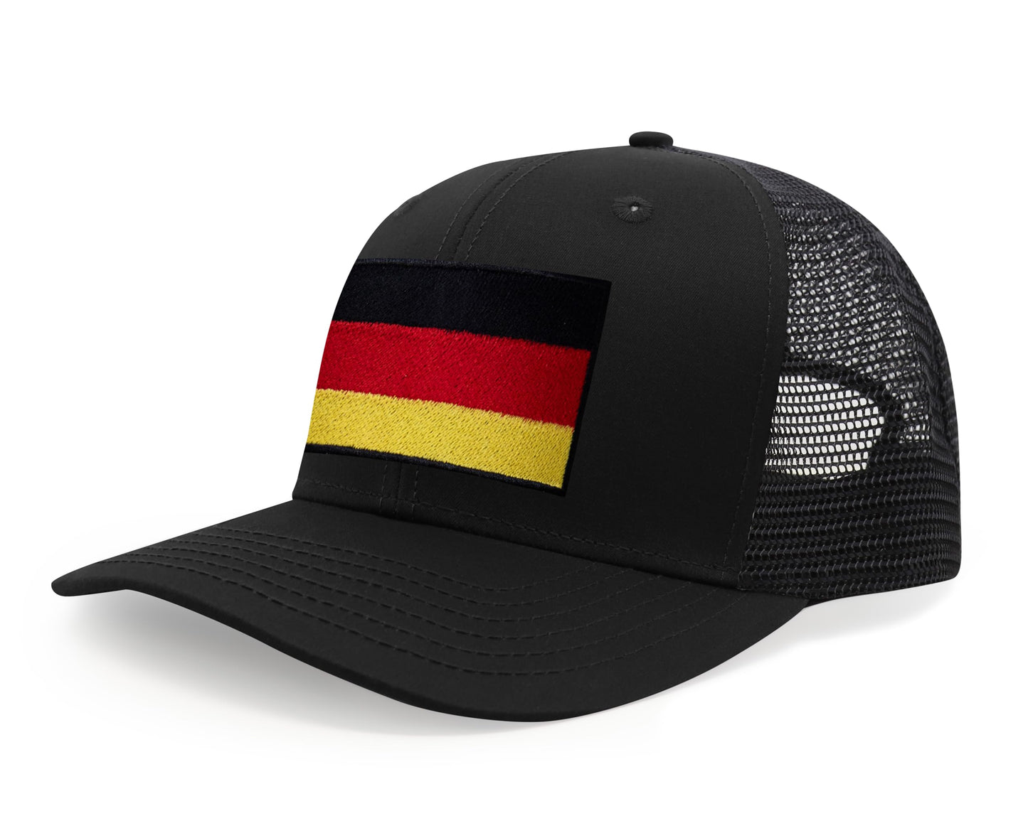 International Tie Germany Flag Hat for Men and Women - Adjustable Snapback Trucker Baseball Cap (All Black)