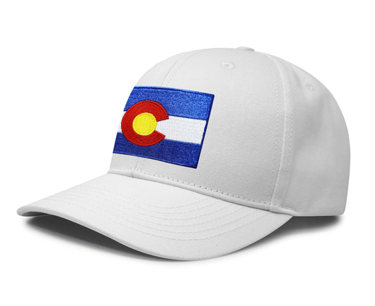 International Tie Colorado Flag Hat for Men and Women - Snapback Trucker Baseball Cap (All White)