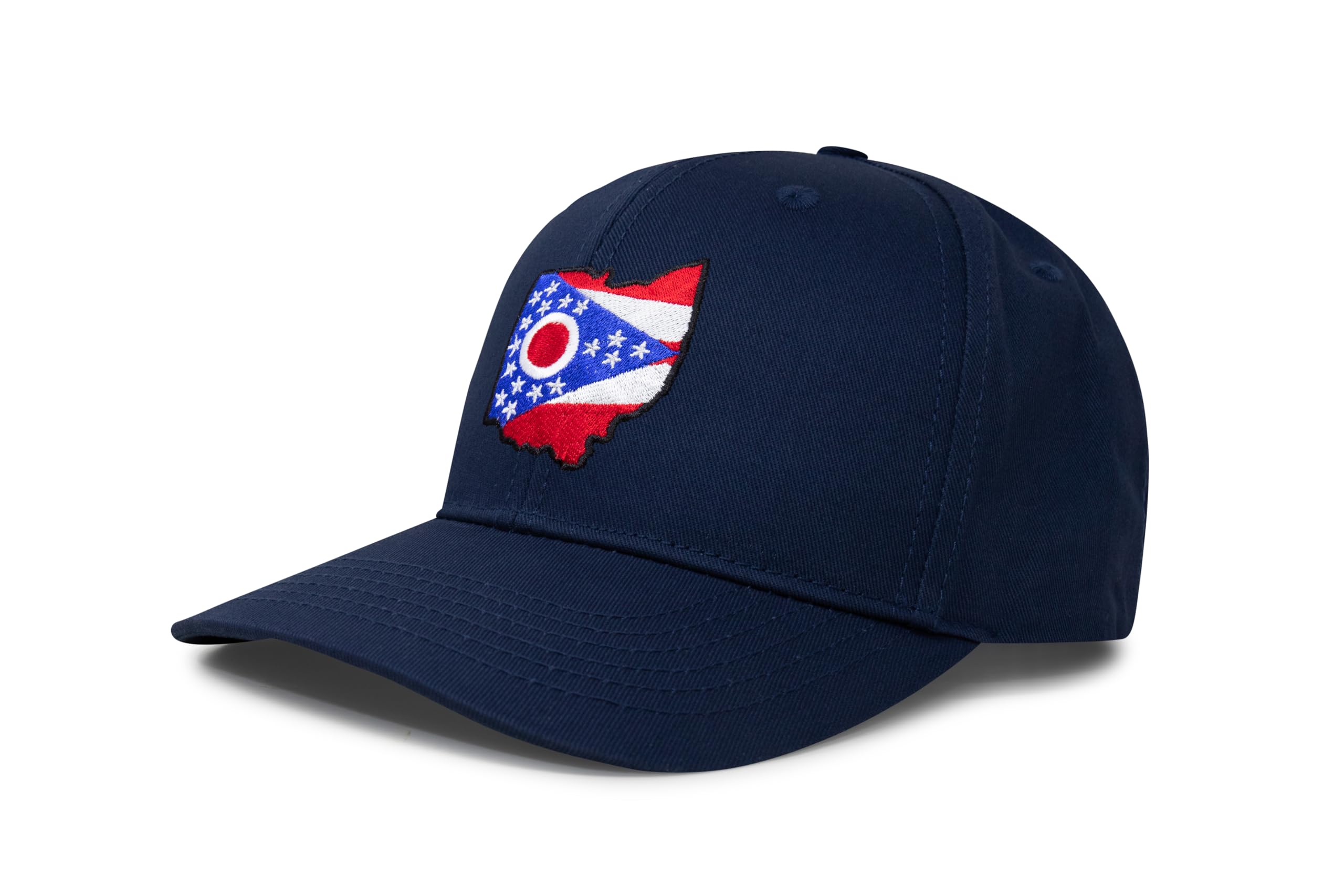 International Tie Stateline Flag Hat for Men and Women - Snapback Trucker Baseball Cap (Ohio, All Navy)
