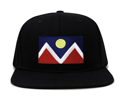International Tie Denver Flag Hat for Men and Women - Snapback Trucker Flatbill Baseball Cap (Black Flatbill)