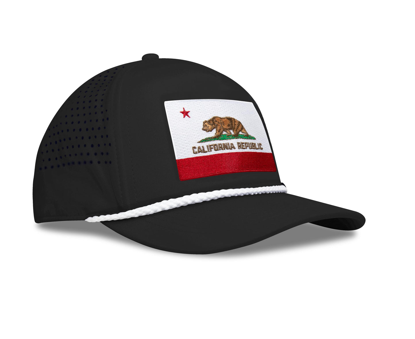 Performance Golf Hat – Adjustable Snapback Trucker Baseball Cap for Men & Women - Jetset Series (California, Midnight Black)