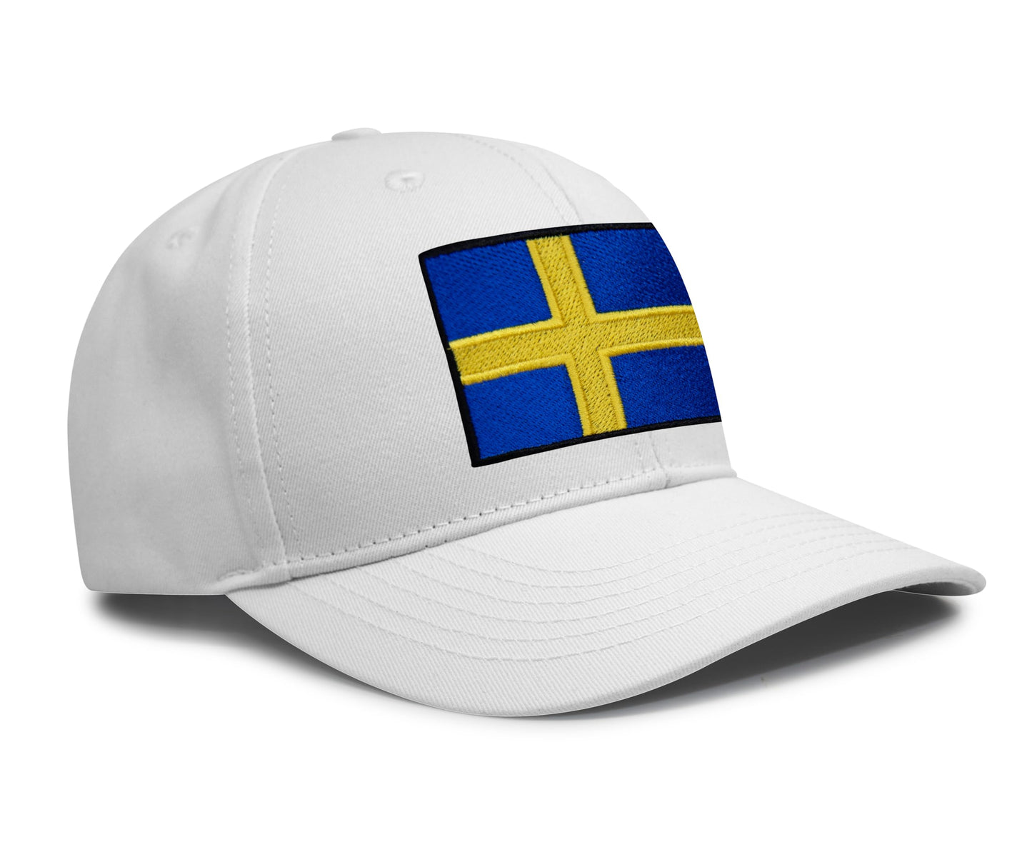 International Tie Swedish Flag Hat for Men and Women - Sweden Snapback Trucker Baseball Cap (All White)