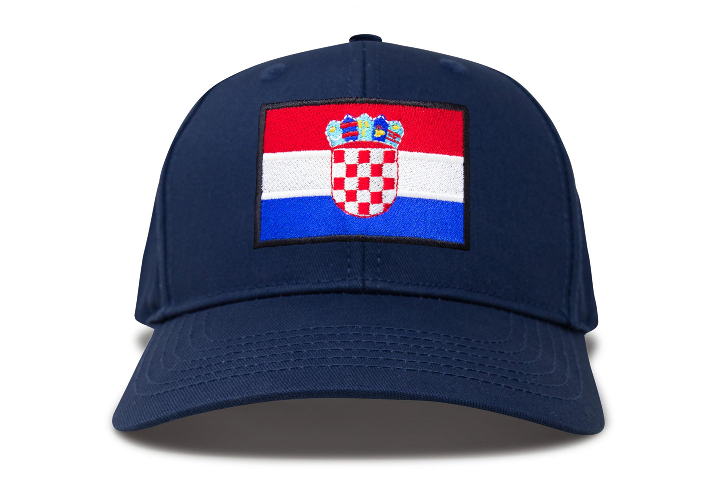 International Tie Country Hat for Men and Women, Adjustable Snapback Trucker Baseball Cap with Embroidered Patch (Croatia, All Navy)