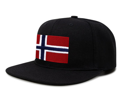 International Tie Norway Hat for Men and Women - Snapback Trucker Baseball Cap (Black Flatbill)
