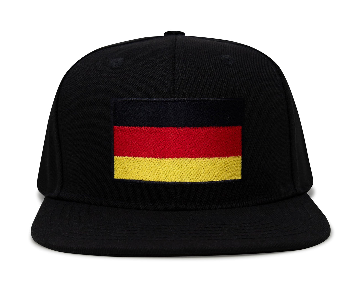 International Tie Germany Flag Hat for Men and Women - Adjustable Snapback Trucker Baseball Cap (Black Flatbill)