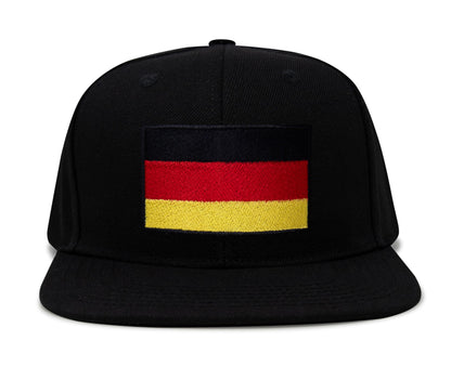 International Tie Germany Flag Hat for Men and Women - Adjustable Snapback Trucker Baseball Cap (Black Flatbill)